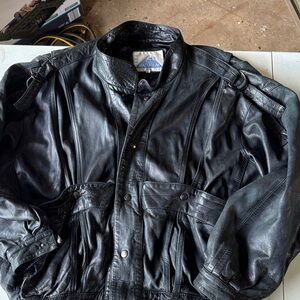 Macorium Black Leather Military Jacket